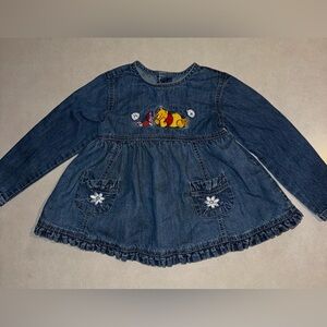 Vintage Winnie The Pooh Disney Store Baby Dress Denim 18 24 months 2T